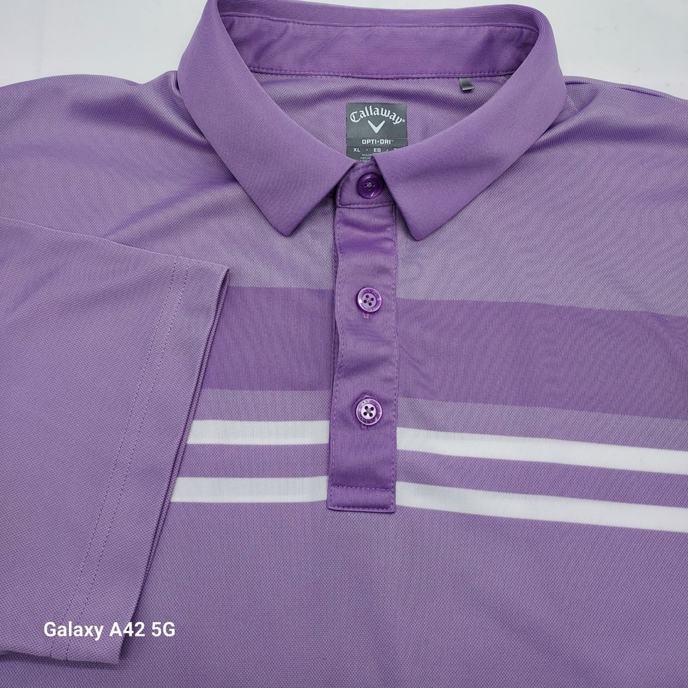 Callaway Opti-Dri Golf Polo Shirt XL Purple Striped Short Sleeve Performance
